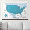 Push Pin USA Pin Board Map - Teal Color Splash - Pins Included! - Liza Pruitt