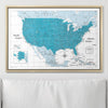 Push Pin USA Pin Board Map - Teal Color Splash - Pins Included! - Liza Pruitt