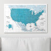 Push Pin USA Pin Board Map - Teal Color Splash - Pins Included! - Liza Pruitt