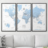 Push Pin World Map Map Pin Board - Light Blue Color Splash - Pins Included! - Liza Pruitt