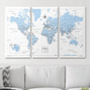 Push Pin World Map Map Pin Board - Light Blue Color Splash - Pins Included! - Liza Pruitt