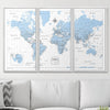 Push Pin World Map Map Pin Board - Light Blue Color Splash - Pins Included! - Liza Pruitt