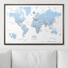 Push Pin World Map Map Pin Board - Light Blue Color Splash - Pins Included! - Liza Pruitt