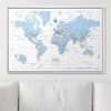 Push Pin World Map Map Pin Board - Light Blue Color Splash - Pins Included! - Liza Pruitt