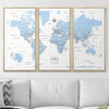 Push Pin World Map Map Pin Board - Light Blue Color Splash - Pins Included! - Liza Pruitt