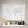 Push Pin World Map Map Pin Board - Light Blue Color Splash - Pins Included! - Liza Pruitt