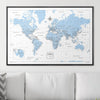 Push Pin World Map Map Pin Board - Light Blue Color Splash - Pins Included! - Liza Pruitt