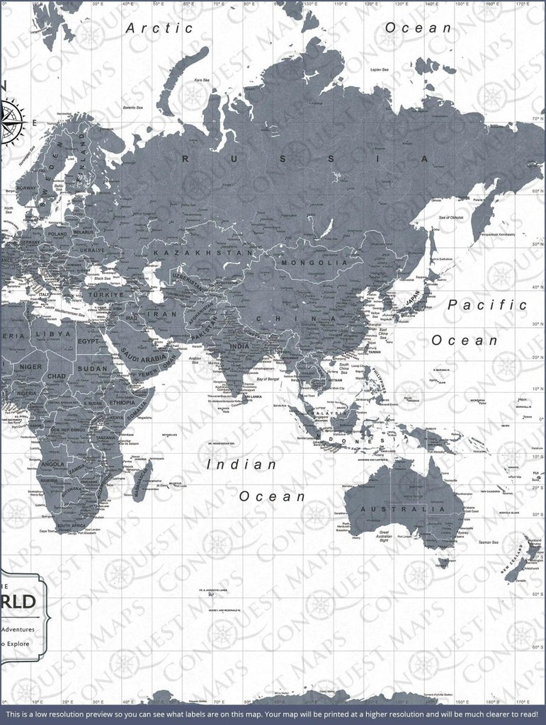 Push Pin World Map Pin Board - Dark Gray Color Splash - Pins Included! - Liza Pruitt