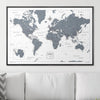 Push Pin World Map Pin Board - Dark Gray Color Splash - Pins Included! - Liza Pruitt