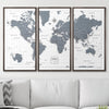 Push Pin World Map Pin Board - Dark Gray Color Splash - Pins Included! - Liza Pruitt