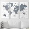Push Pin World Map Pin Board - Dark Gray Color Splash - Pins Included! - Liza Pruitt