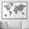 Push Pin World Map Pin Board - Dark Gray Color Splash - Pins Included! - Liza Pruitt