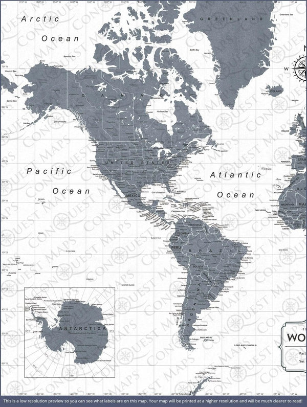 Push Pin World Map Pin Board - Dark Gray Color Splash - Pins Included! - Liza Pruitt