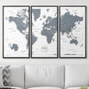 Push Pin World Map Pin Board - Dark Gray Color Splash - Pins Included! - Liza Pruitt