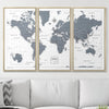 Push Pin World Map Pin Board - Dark Gray Color Splash - Pins Included! - Liza Pruitt
