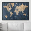 Push Pin World Map Pin Board - Deep - Sea Drift - Pins Included! - Liza Pruitt