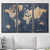 Push Pin World Map Pin Board - Deep - Sea Drift - Pins Included! - Liza Pruitt