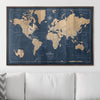 Push Pin World Map Pin Board - Deep - Sea Drift - Pins Included! - Liza Pruitt