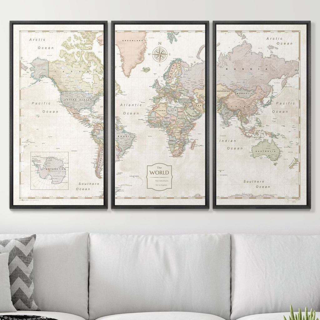 Push Pin World Map Pin Board - Desert Sunrise - Pins Included! - Liza Pruitt