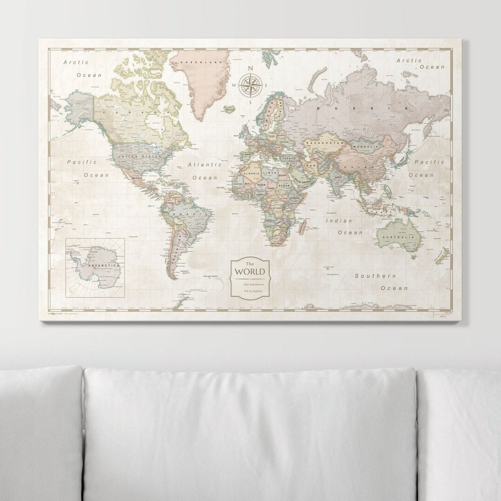 Push Pin World Map Pin Board - Desert Sunrise - Pins Included! - Liza Pruitt