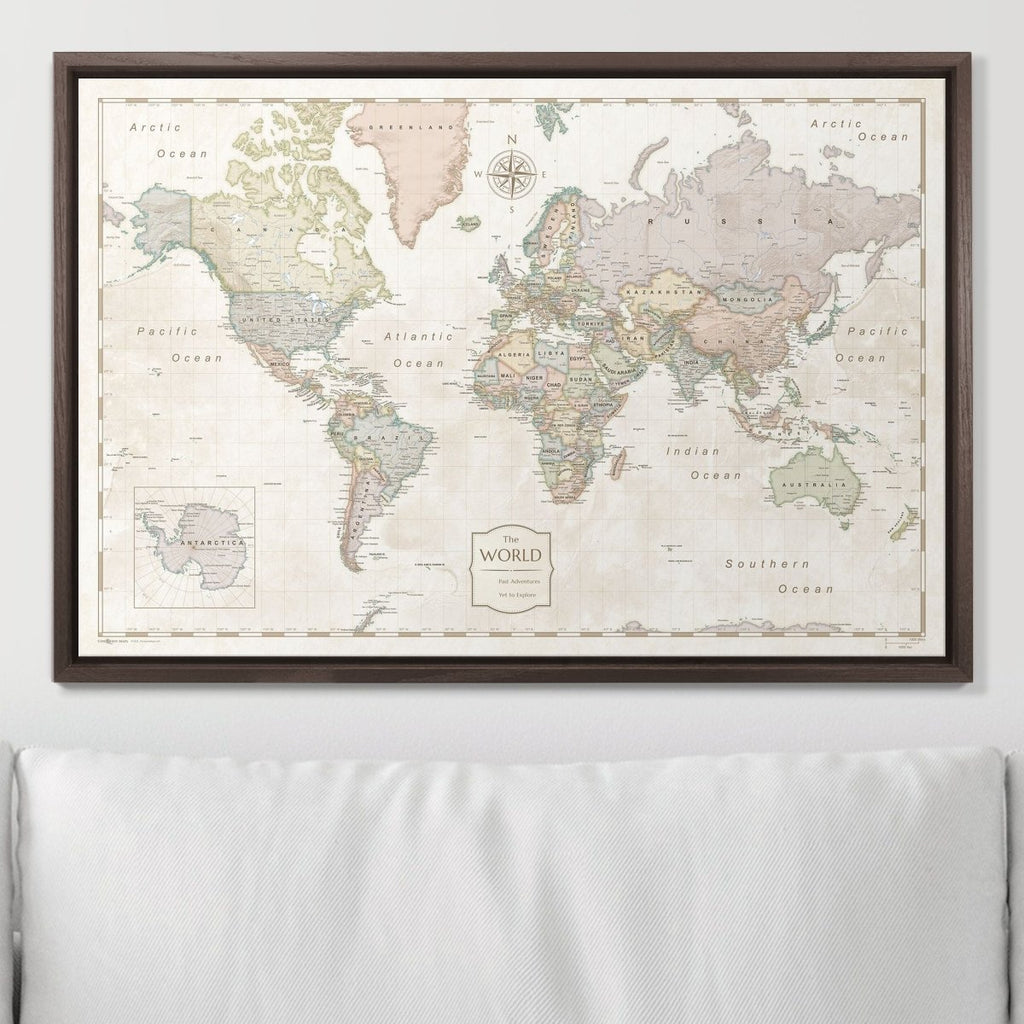 Push Pin World Map Pin Board - Desert Sunrise - Pins Included! - Liza Pruitt