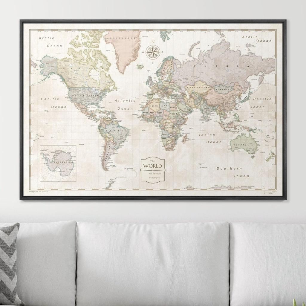 Push Pin World Map Pin Board - Desert Sunrise - Pins Included! - Liza Pruitt