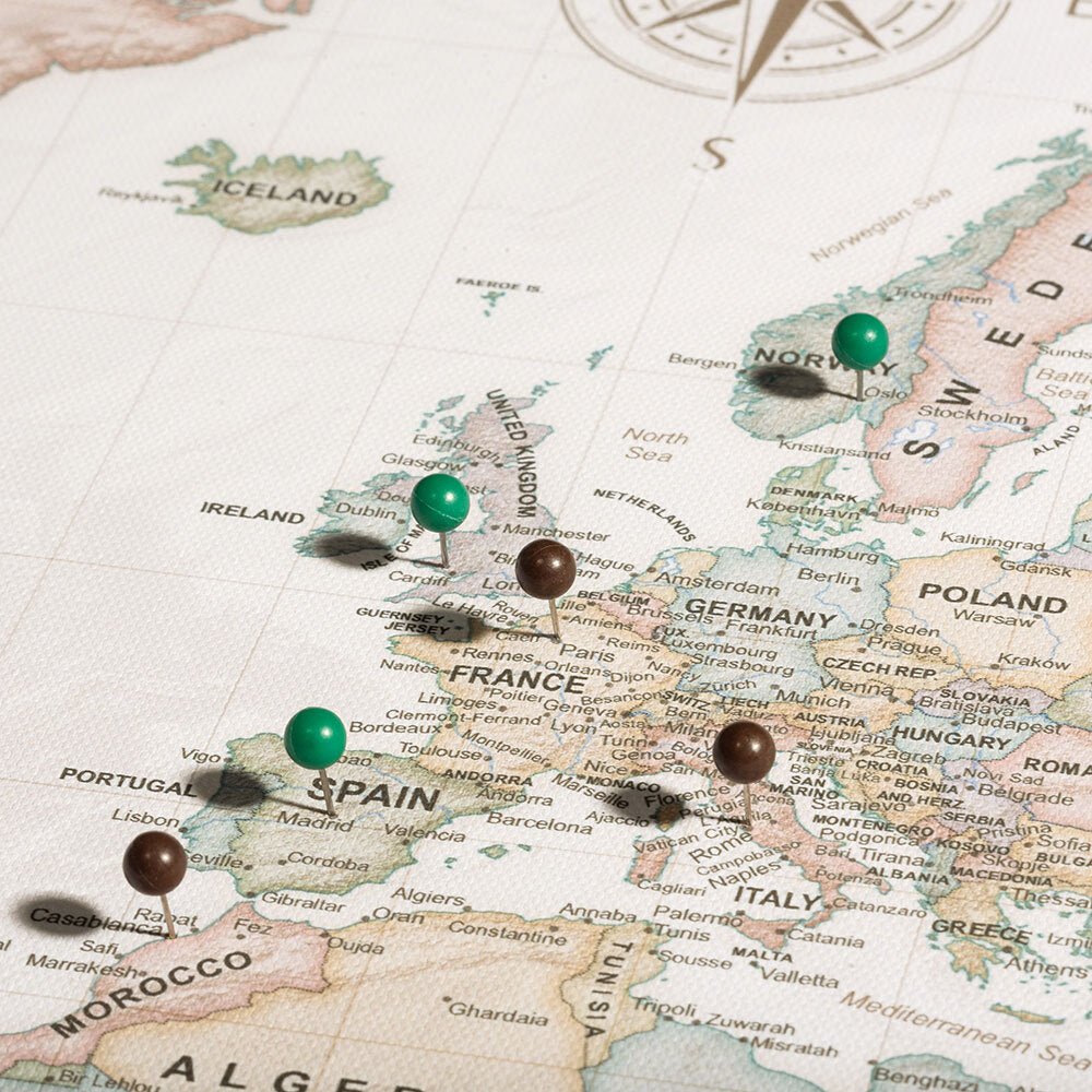 Push Pin World Map Pin Board - Desert Sunrise - Pins Included! - Liza Pruitt