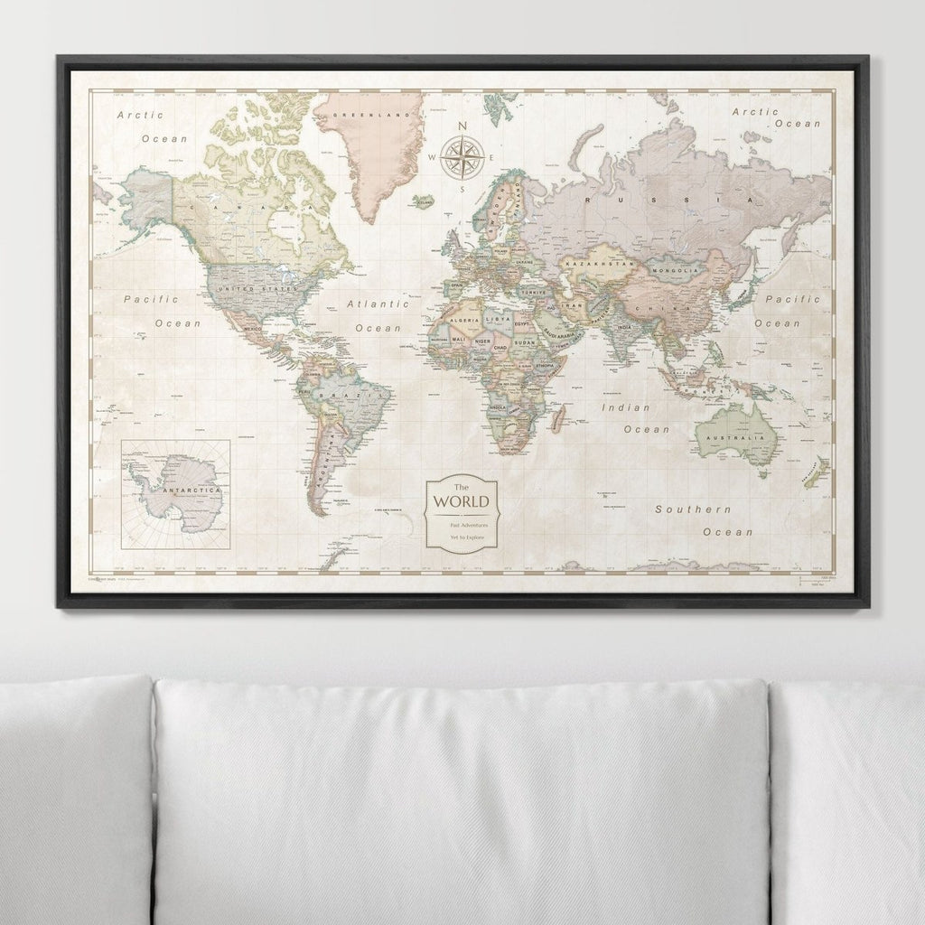 Push Pin World Map Pin Board - Desert Sunrise - Pins Included! - Liza Pruitt