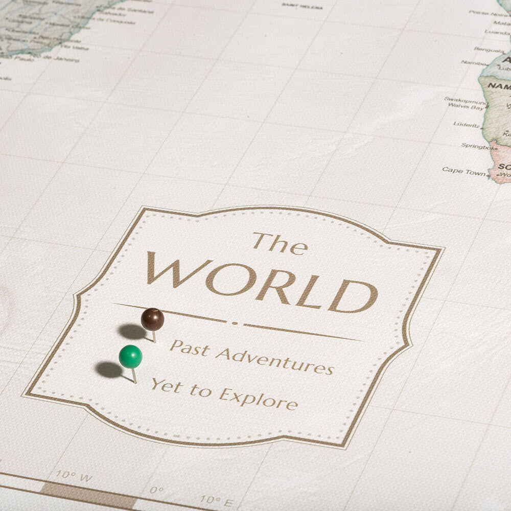 Push Pin World Map Pin Board - Desert Sunrise - Pins Included! - Liza Pruitt