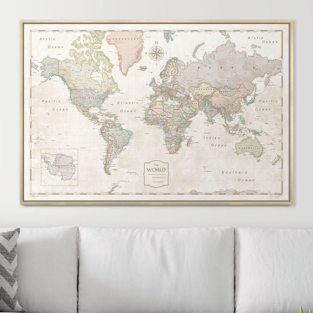 Push Pin World Map Pin Board - Desert Sunrise - Pins Included! - Liza Pruitt