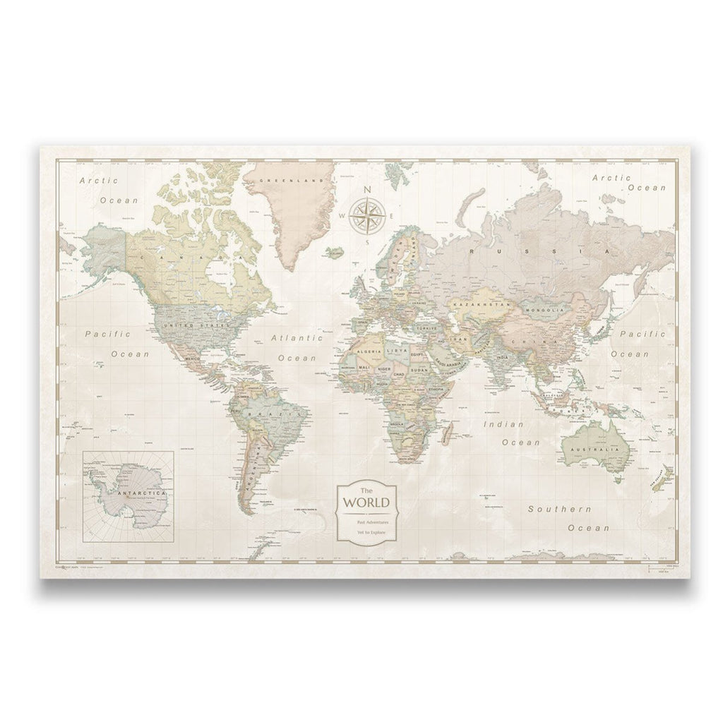 Push Pin World Map Pin Board - Desert Sunrise - Pins Included! - Liza Pruitt