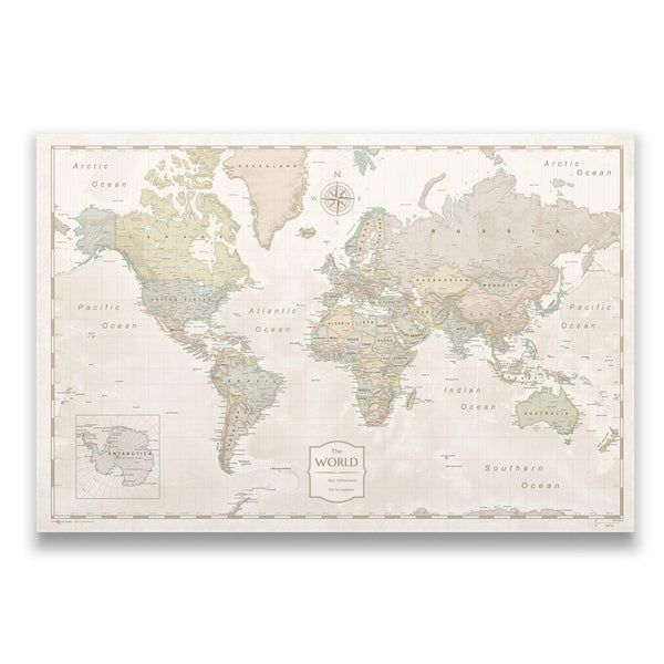 Push Pin World Map Pin Board - Desert Sunrise - Pins Included! - Liza Pruitt