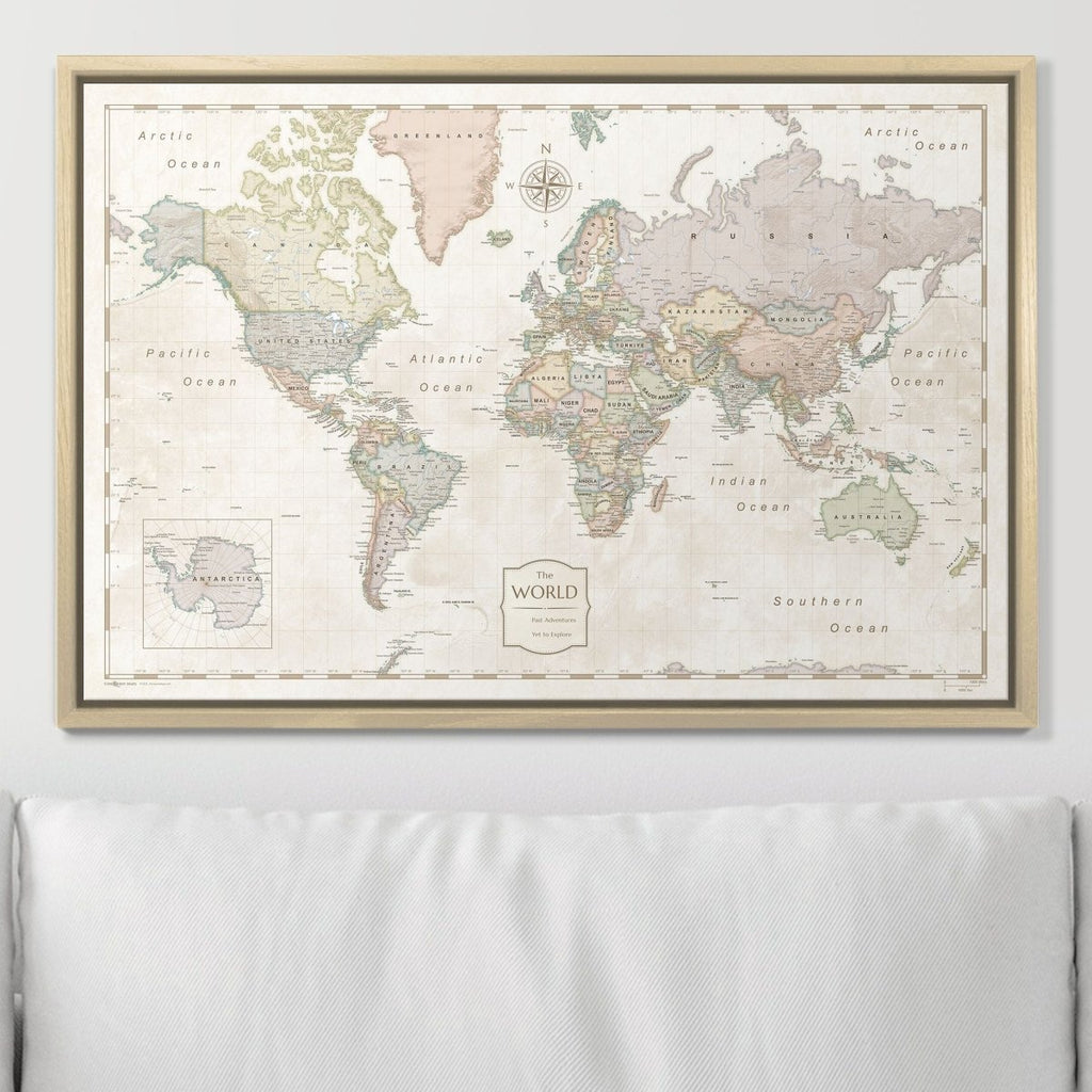 Push Pin World Map Pin Board - Desert Sunrise - Pins Included! - Liza Pruitt
