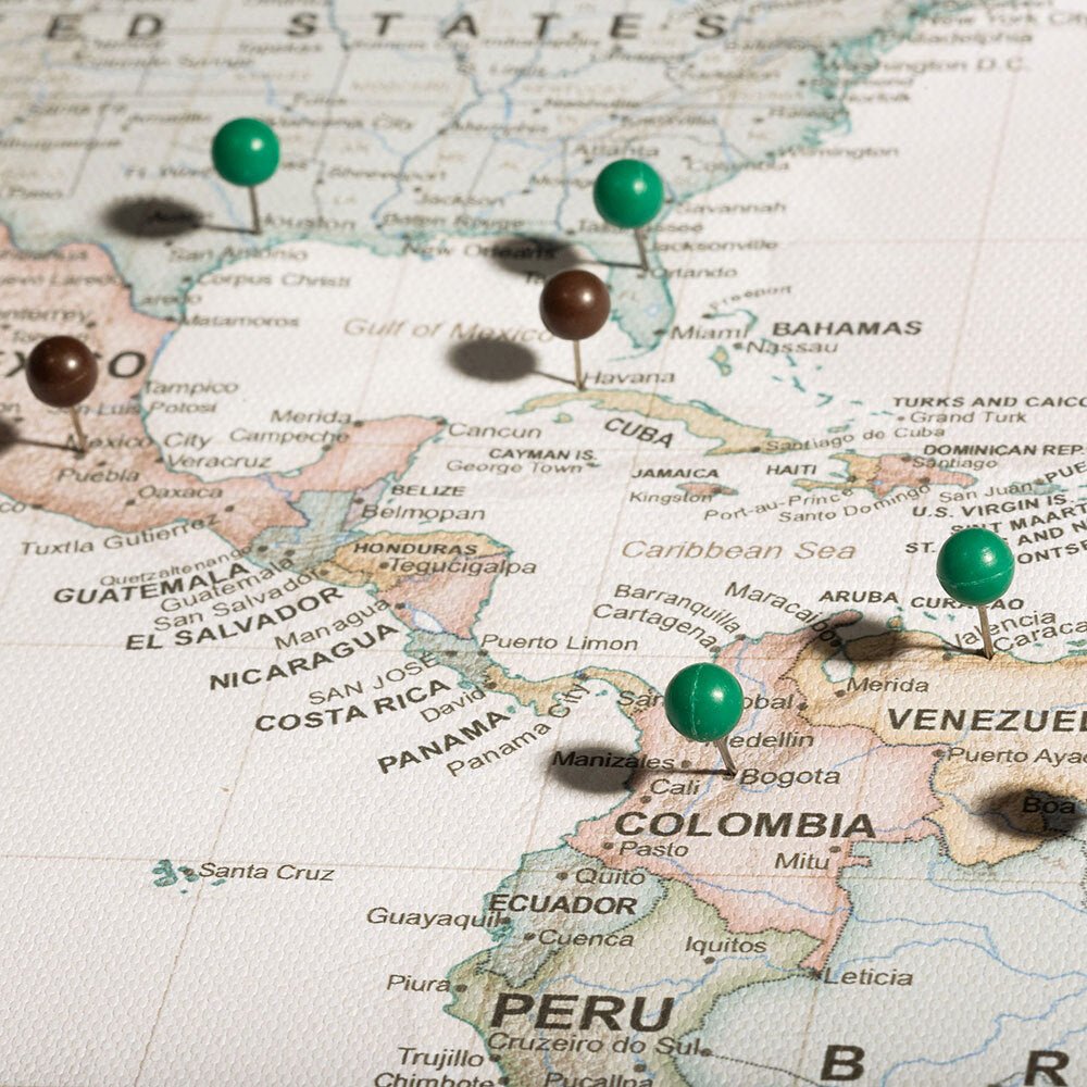 Push Pin World Map Pin Board - Desert Sunrise - Pins Included! - Liza Pruitt