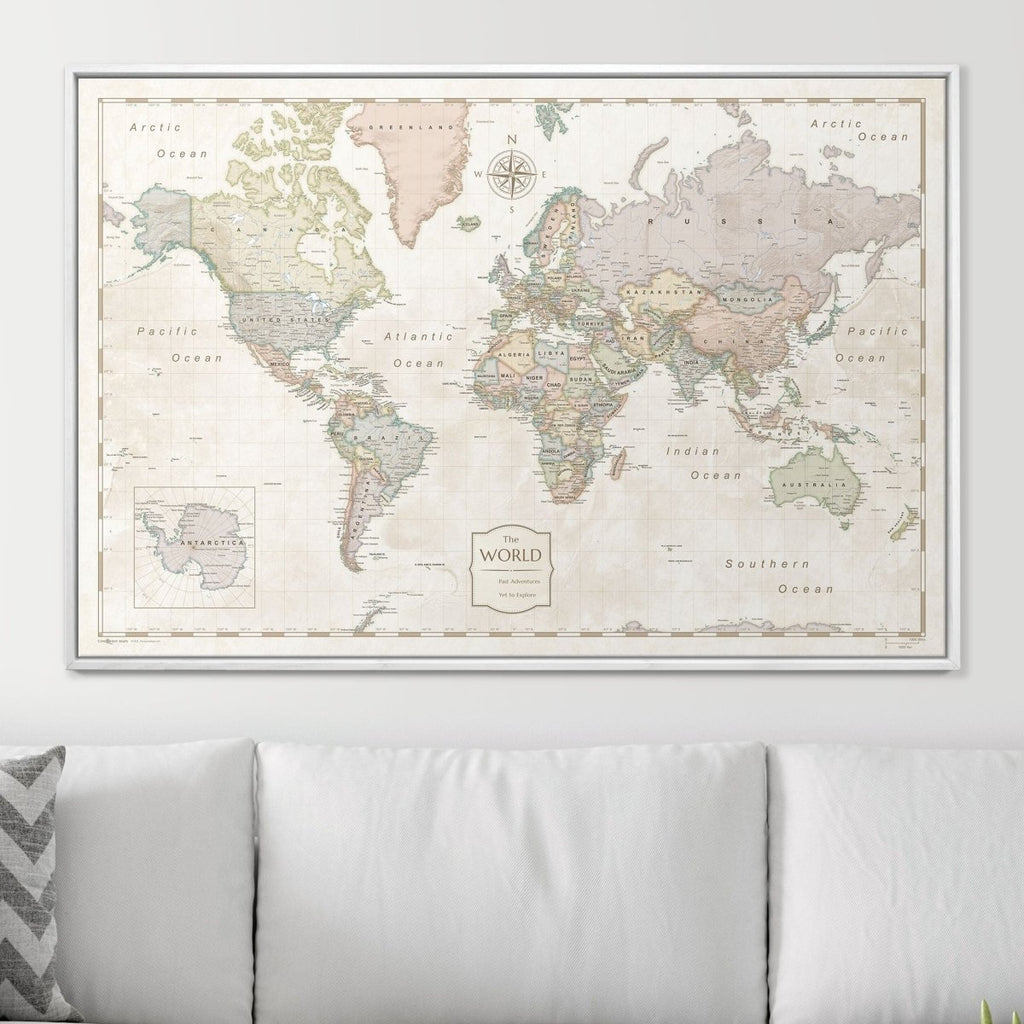 Push Pin World Map Pin Board - Desert Sunrise - Pins Included! - Liza Pruitt