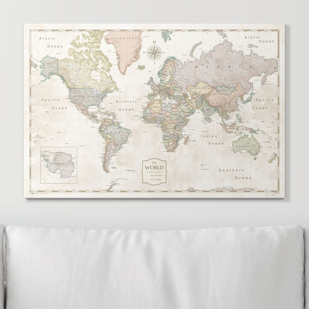 Push Pin World Map Pin Board - Desert Sunrise - Pins Included! - Liza Pruitt