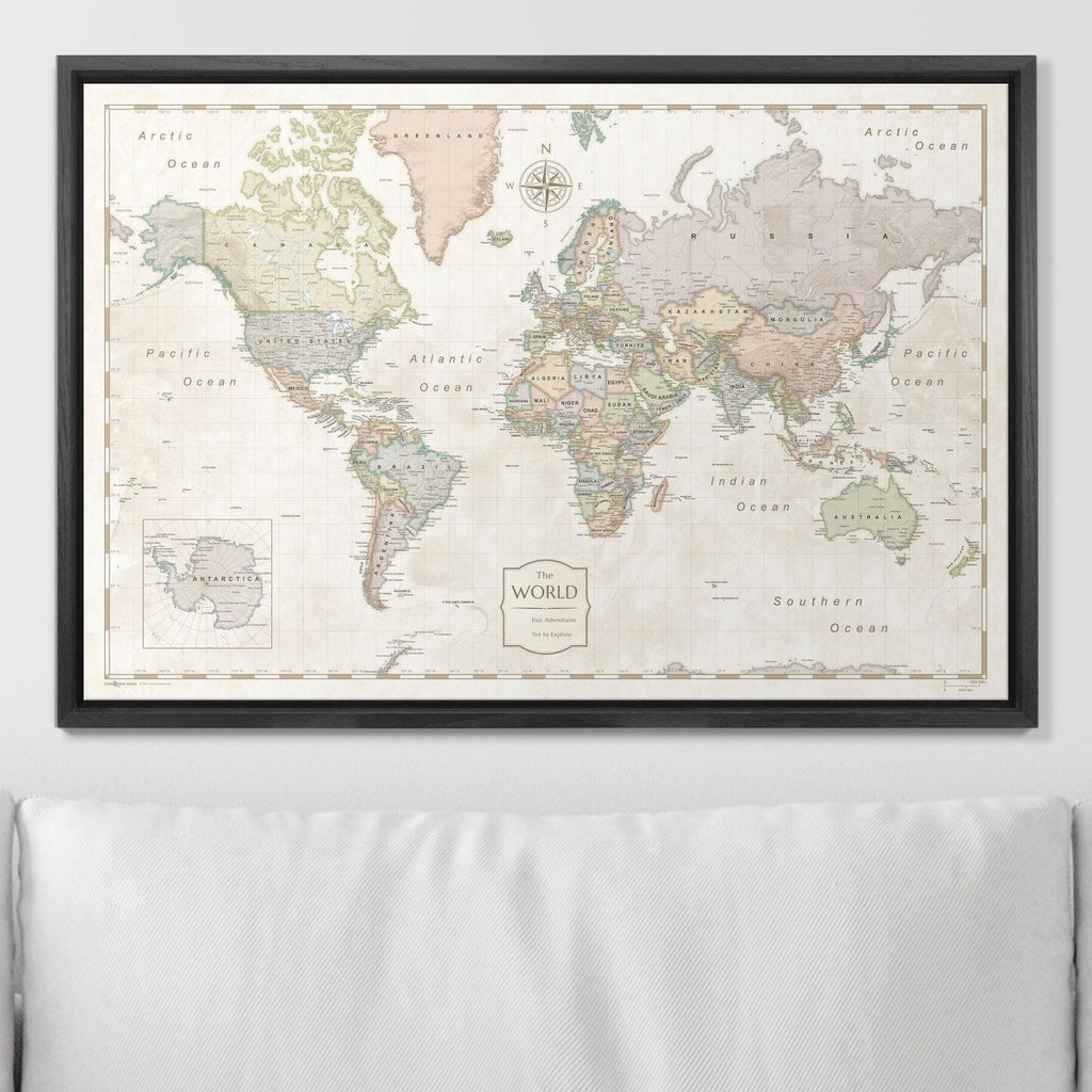 Push Pin World Map Pin Board - Desert Sunrise - Pins Included! - Liza Pruitt