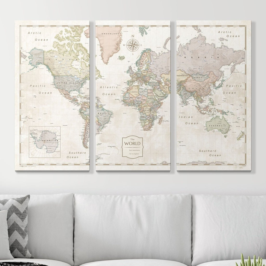Push Pin World Map Pin Board - Desert Sunrise - Pins Included! - Liza Pruitt