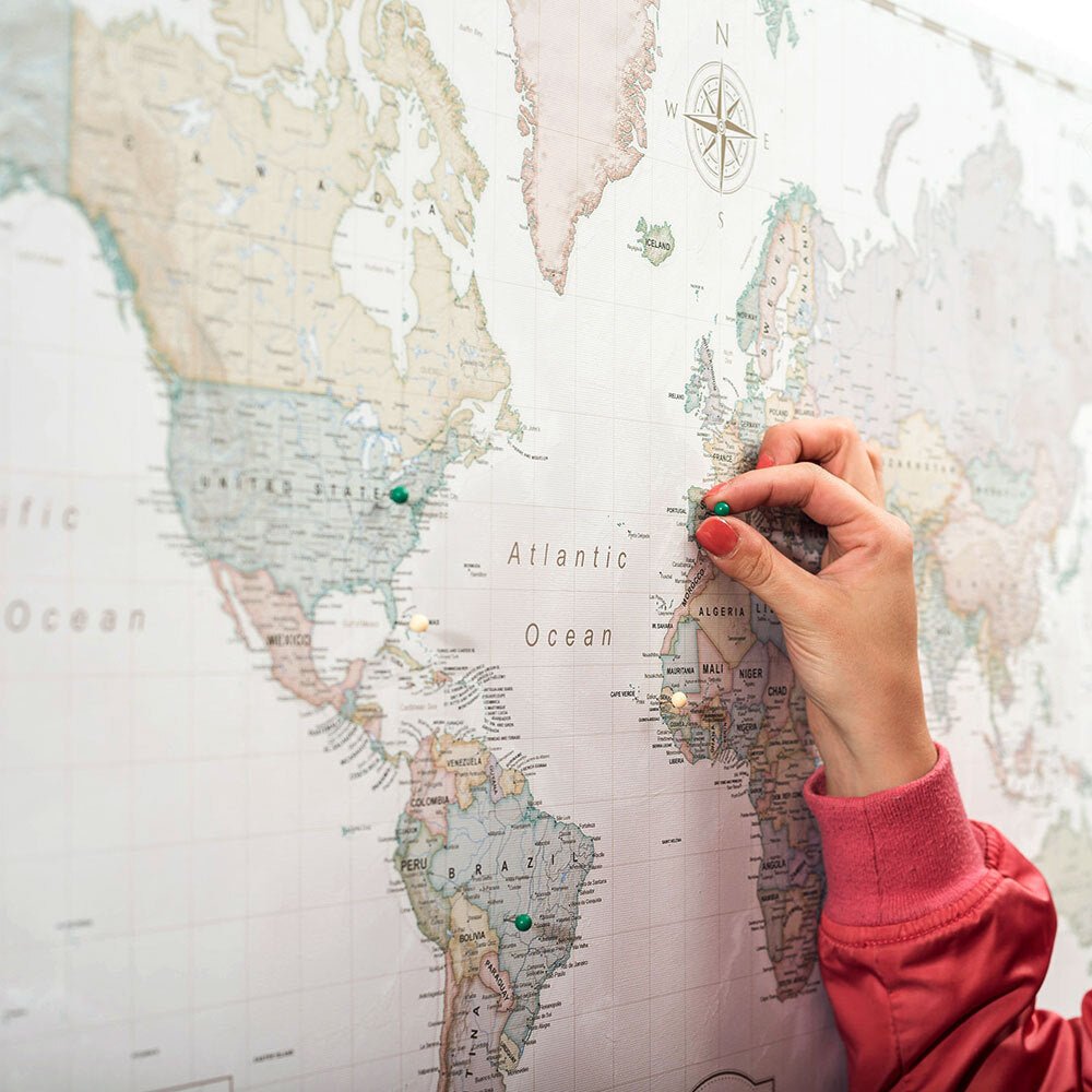 Push Pin World Map Pin Board - Desert Sunrise - Pins Included! - Liza Pruitt