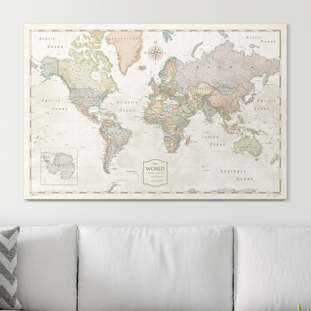Push Pin World Map Pin Board - Desert Sunrise - Pins Included! - Liza Pruitt