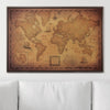 Push Pin World Map Pin Board - Golden Aged - Pins Included! - Liza Pruitt