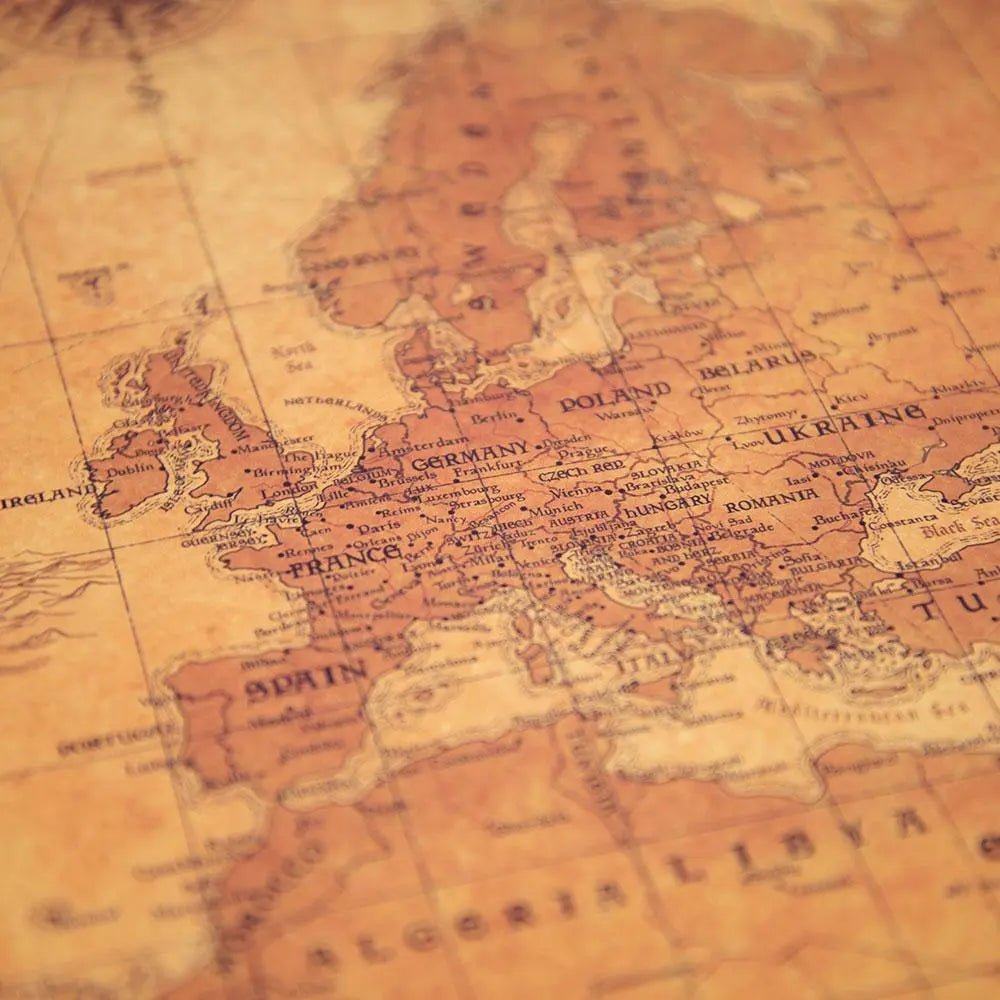 Push Pin World Map Pin Board - Golden Aged - Pins Included! - Liza Pruitt