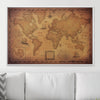 Push Pin World Map Pin Board - Golden Aged - Pins Included! - Liza Pruitt