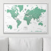 Push Pin World Map Pin Board - Green Color Splash - Pins Included! - Liza Pruitt