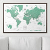 Push Pin World Map Pin Board - Green Color Splash - Pins Included! - Liza Pruitt