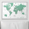 Push Pin World Map Pin Board - Green Color Splash - Pins Included! - Liza Pruitt