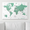 Push Pin World Map Pin Board - Green Color Splash - Pins Included! - Liza Pruitt