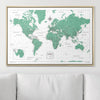 Push Pin World Map Pin Board - Green Color Splash - Pins Included! - Liza Pruitt