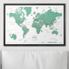 Push Pin World Map Pin Board - Green Color Splash - Pins Included! - Liza Pruitt