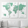 Push Pin World Map Pin Board - Green Color Splash - Pins Included! - Liza Pruitt